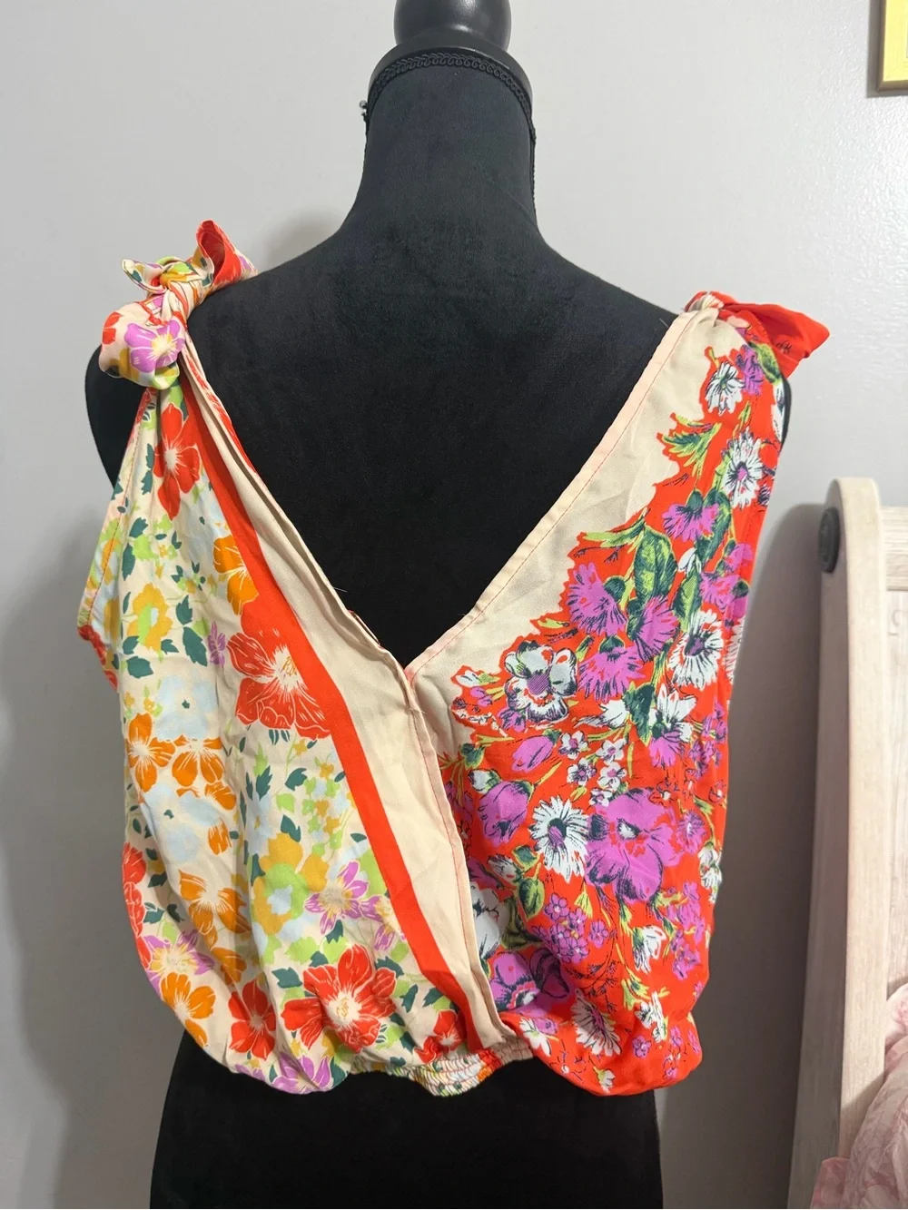 Free People Tied To You Floral Wrap Camisole Patchwork Floral Top